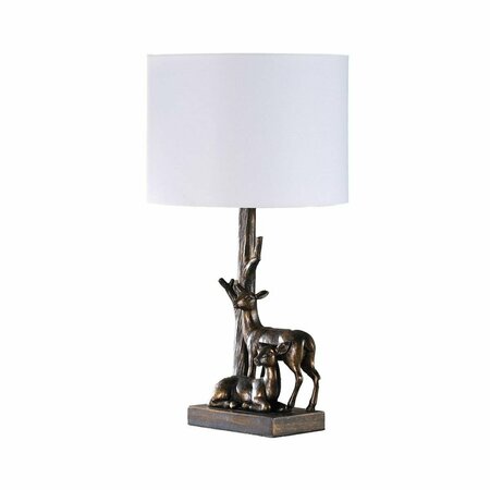 CLING 19.75 in. Capreolus Western Roe Deers Polyresin Table Lamp, Bronze CL3117005